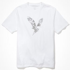 NWT! American Eagle, Men's Super Soft Graphic T-Shirt, White/Grey, Size Large
